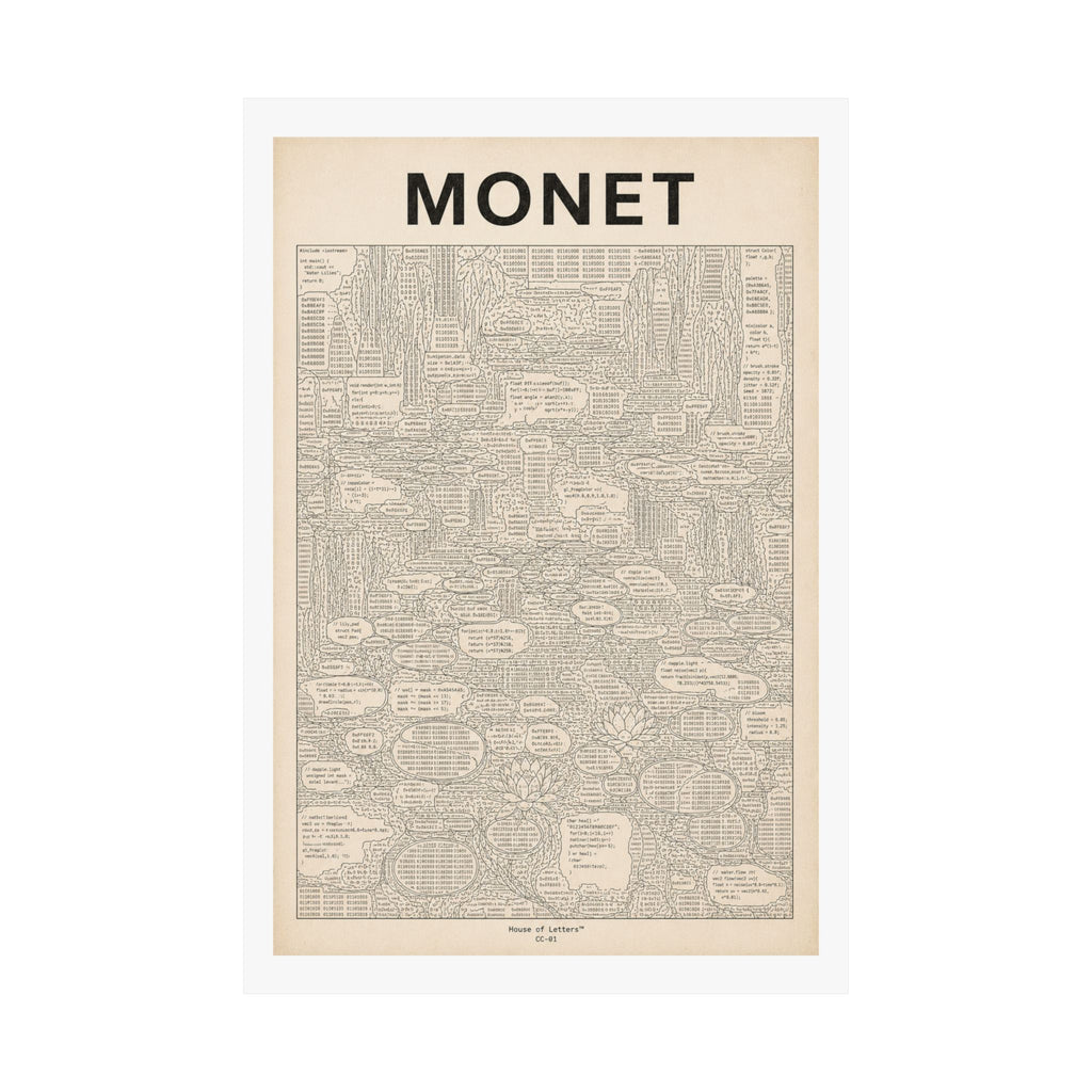 Monet Coded Art Print | Abstract Programmed Flowchart Poster | Tech & Fine Art Fusion