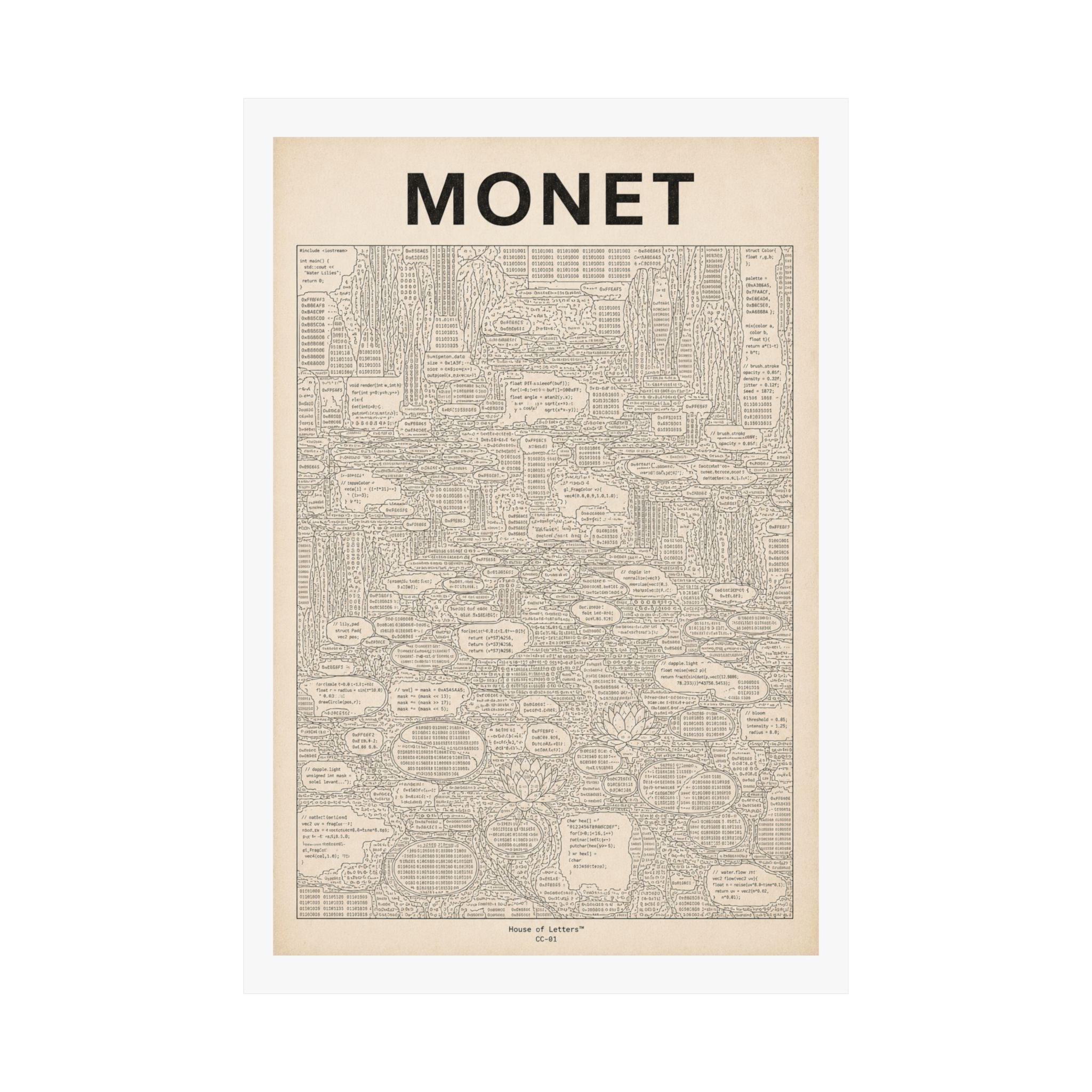 Monet Coded Art Print | Abstract Programmed Flowchart Poster | Tech & Fine Art Fusion