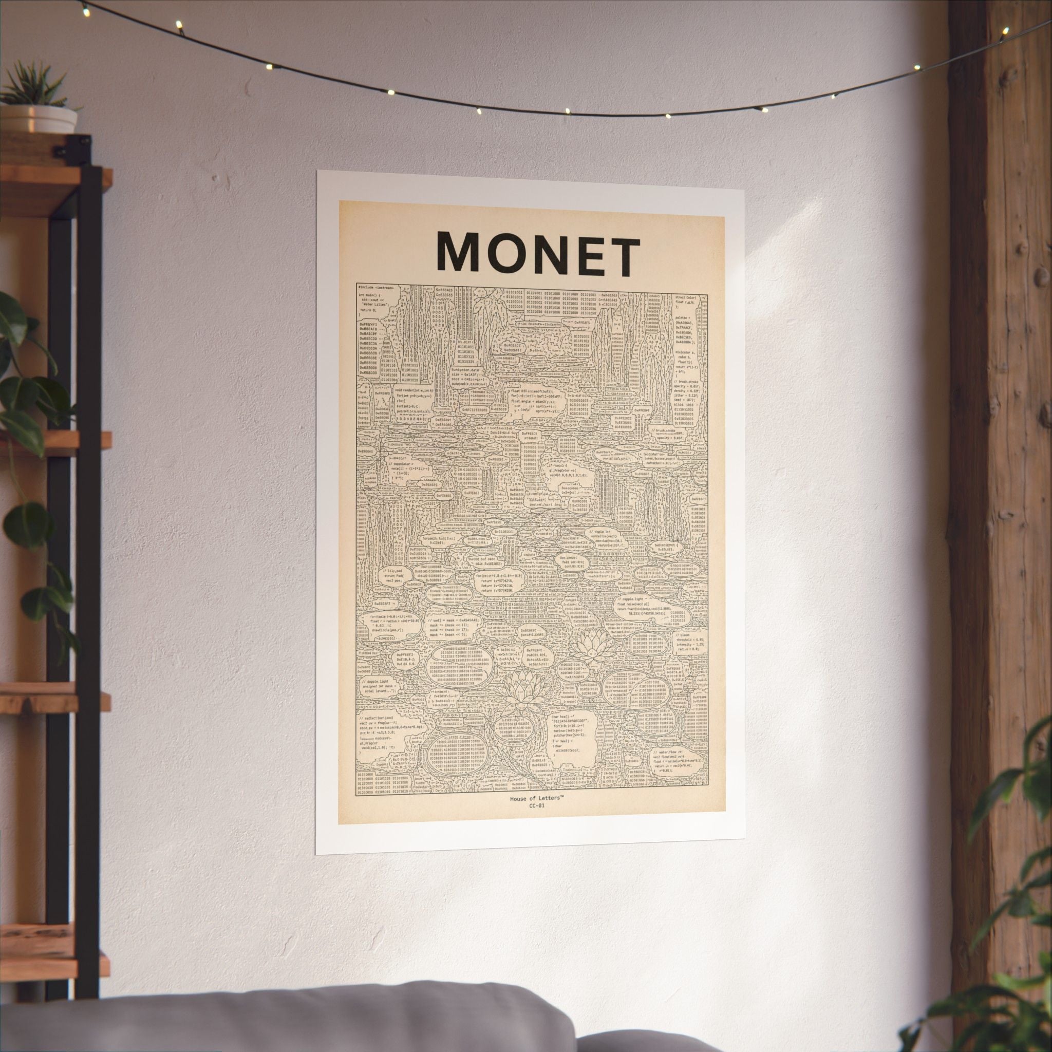 Monet Coded Art Print | Abstract Programmed Flowchart Poster | Tech & Fine Art Fusion