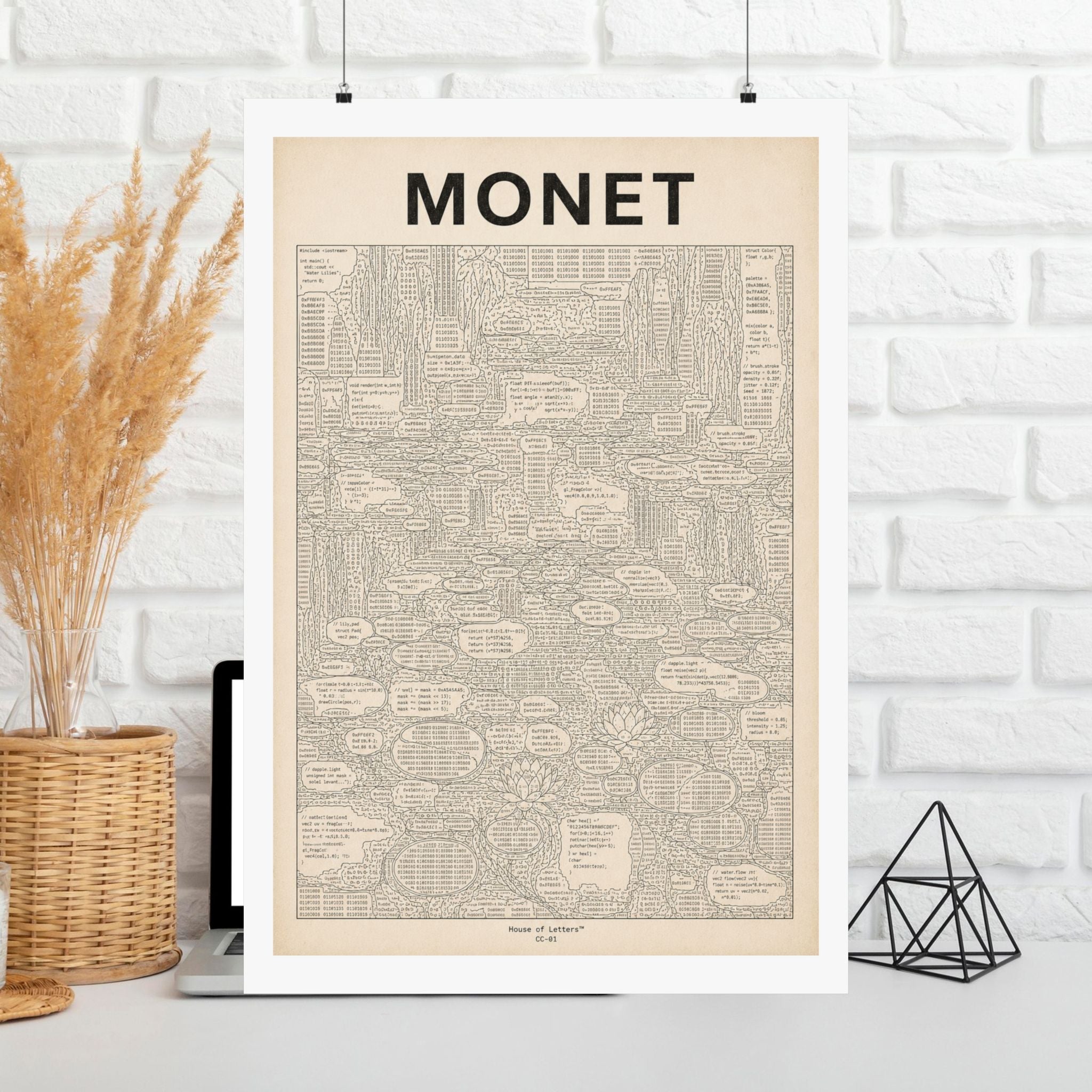 Monet Coded Art Print | Abstract Programmed Flowchart Poster | Tech & Fine Art Fusion