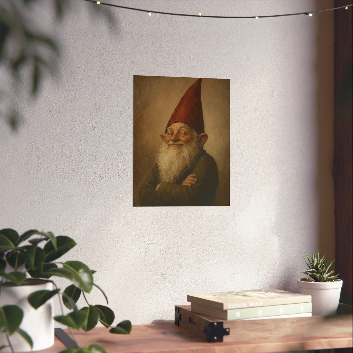Vintage Smiling Gnome Poster — Matte Vertical Wall Art