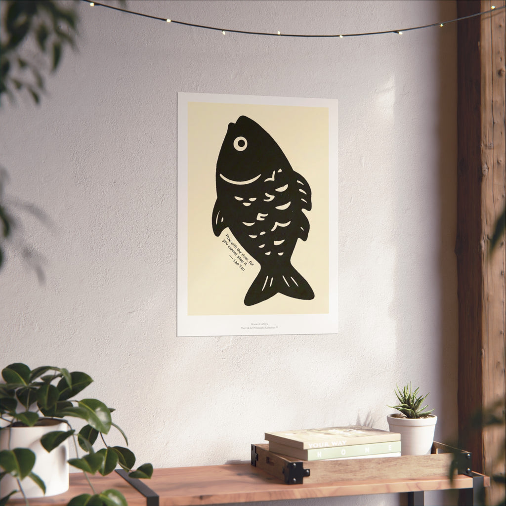 Fine Art Poster – Minimalist Fish Wall Art Print - The Folk Art Philosophy Collection