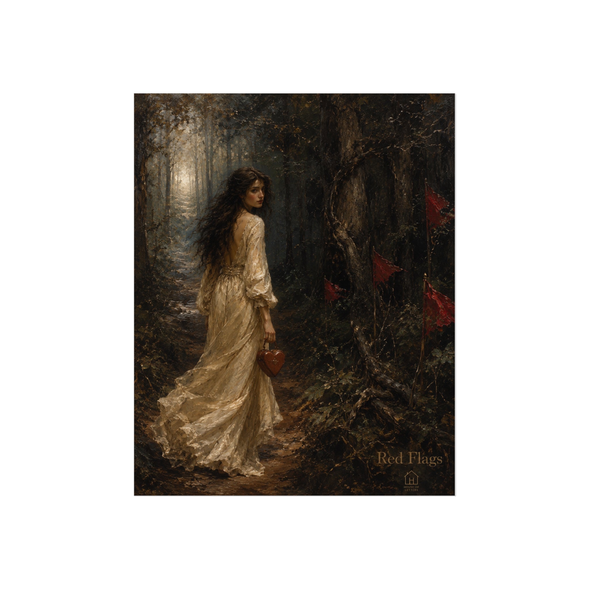 Red Flags — Satirical Fine Art Pre-Raphaelite Oil Print