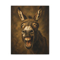 Laughing Donkey Matte Canvas Art – Humorous Animal Wall Décor, Stretched 1.25"