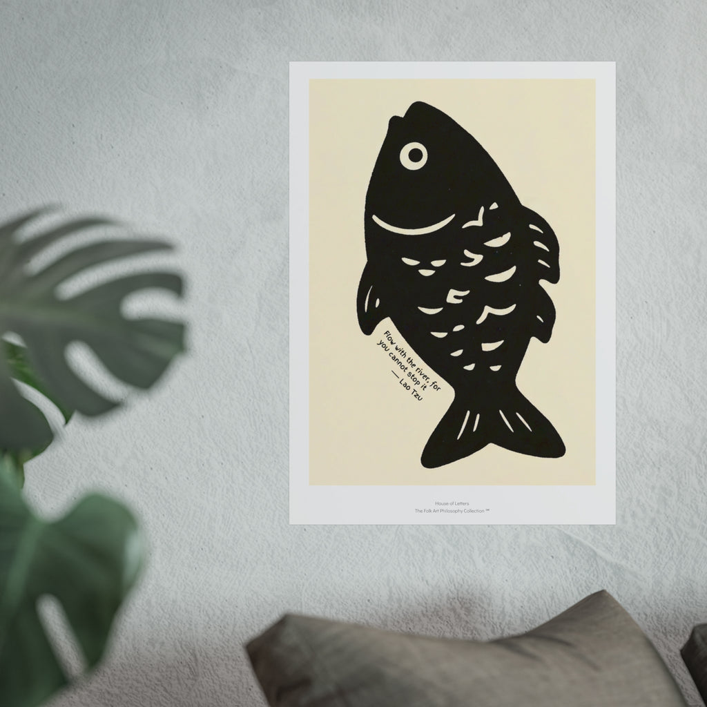 Fine Art Poster – Minimalist Fish Wall Art Print - The Folk Art Philosophy Collection