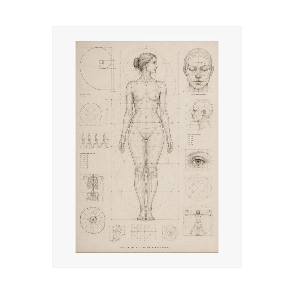 Anatomical Study Matte Poster — Vintage Human Proportions Print