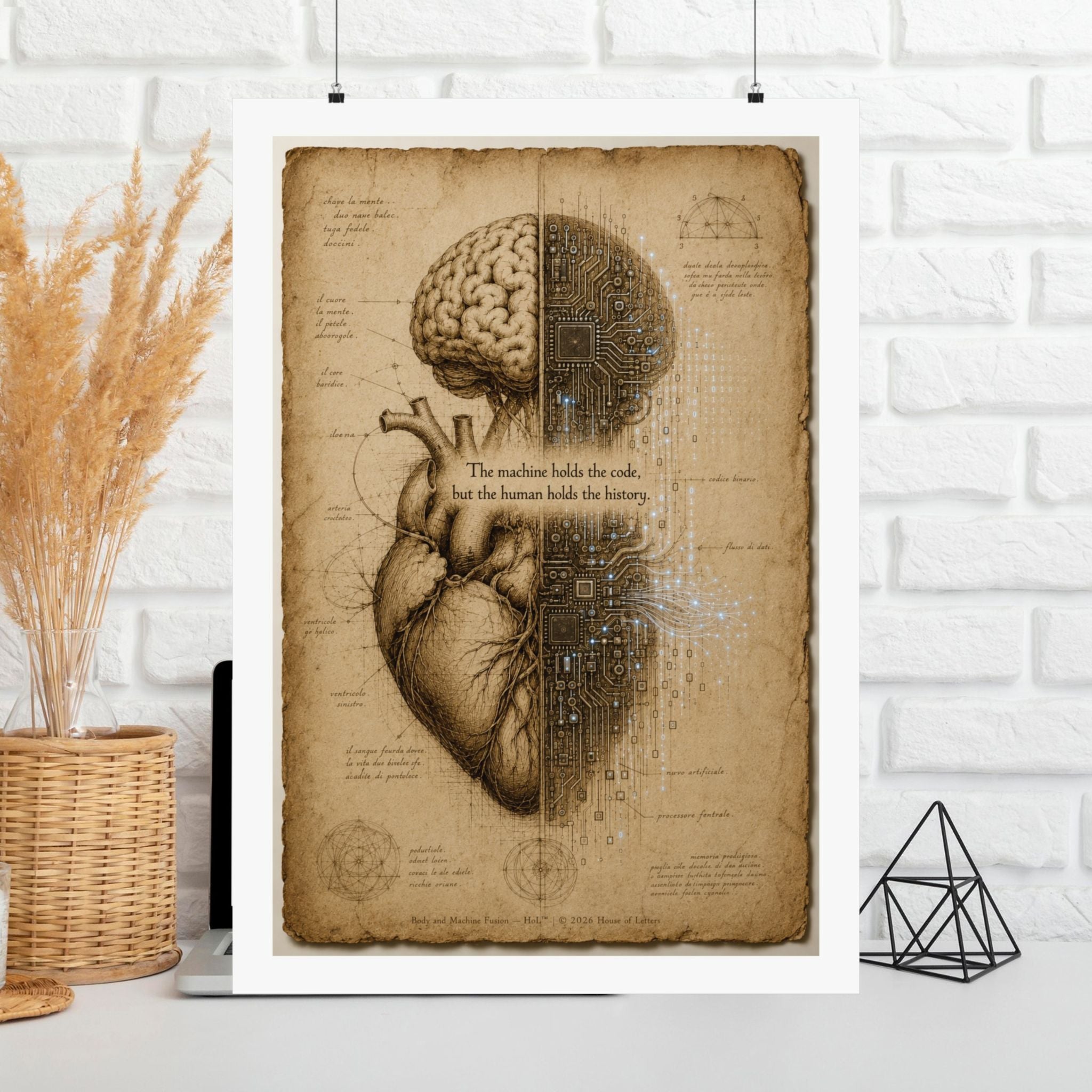 Renaissance AI Manifesto Poster — Vintage Da Vinci Sketch Wall Art