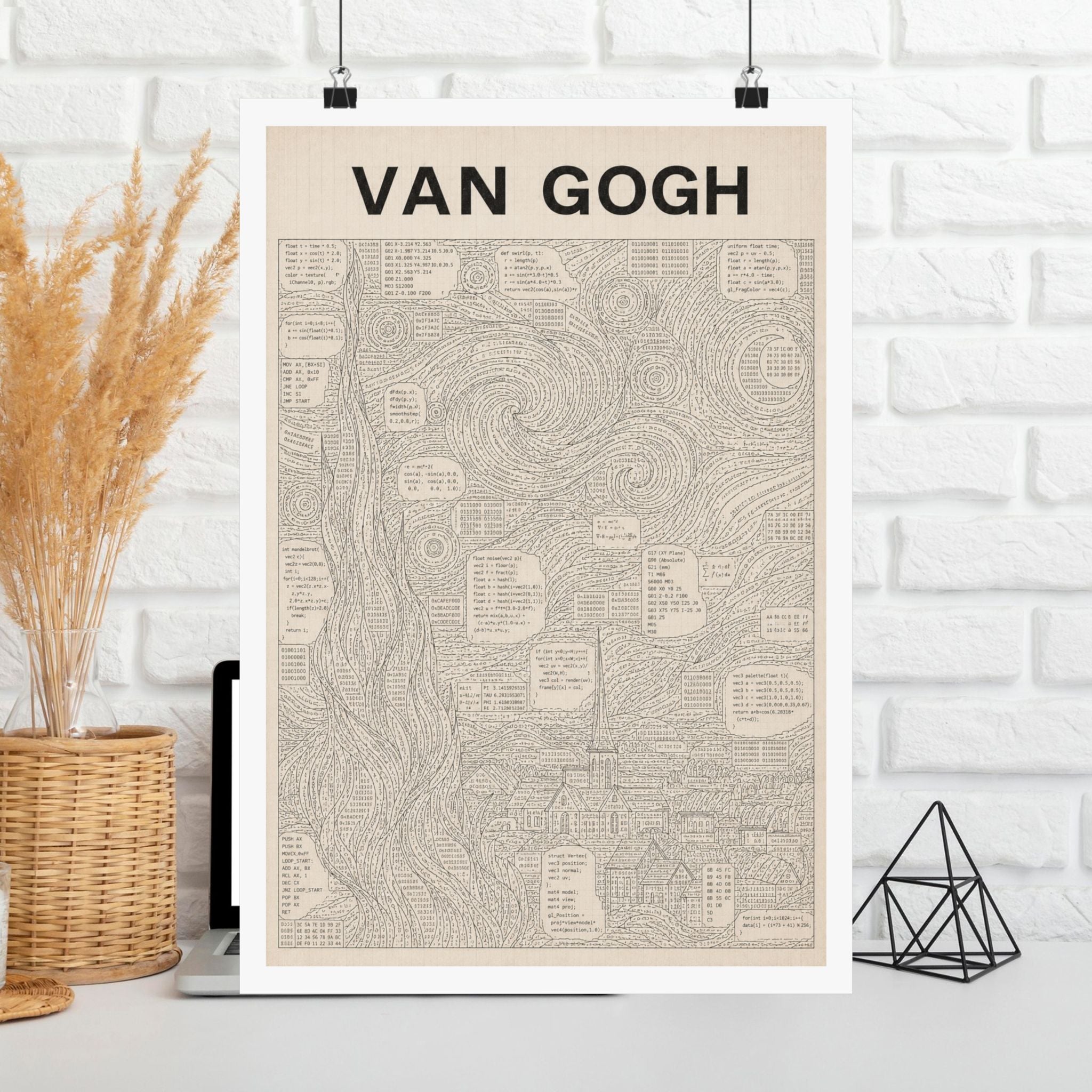 Van Gogh Coded Art Print | Abstract Programmed Flowchart Poster | Tech & Fine Art Fusion