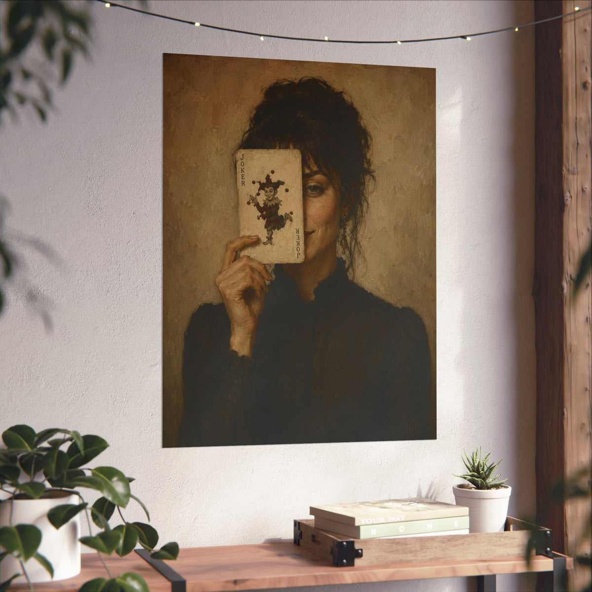 Vintage Portrait Poster — Woman Holding Rorschach Card Matte Vertical Print