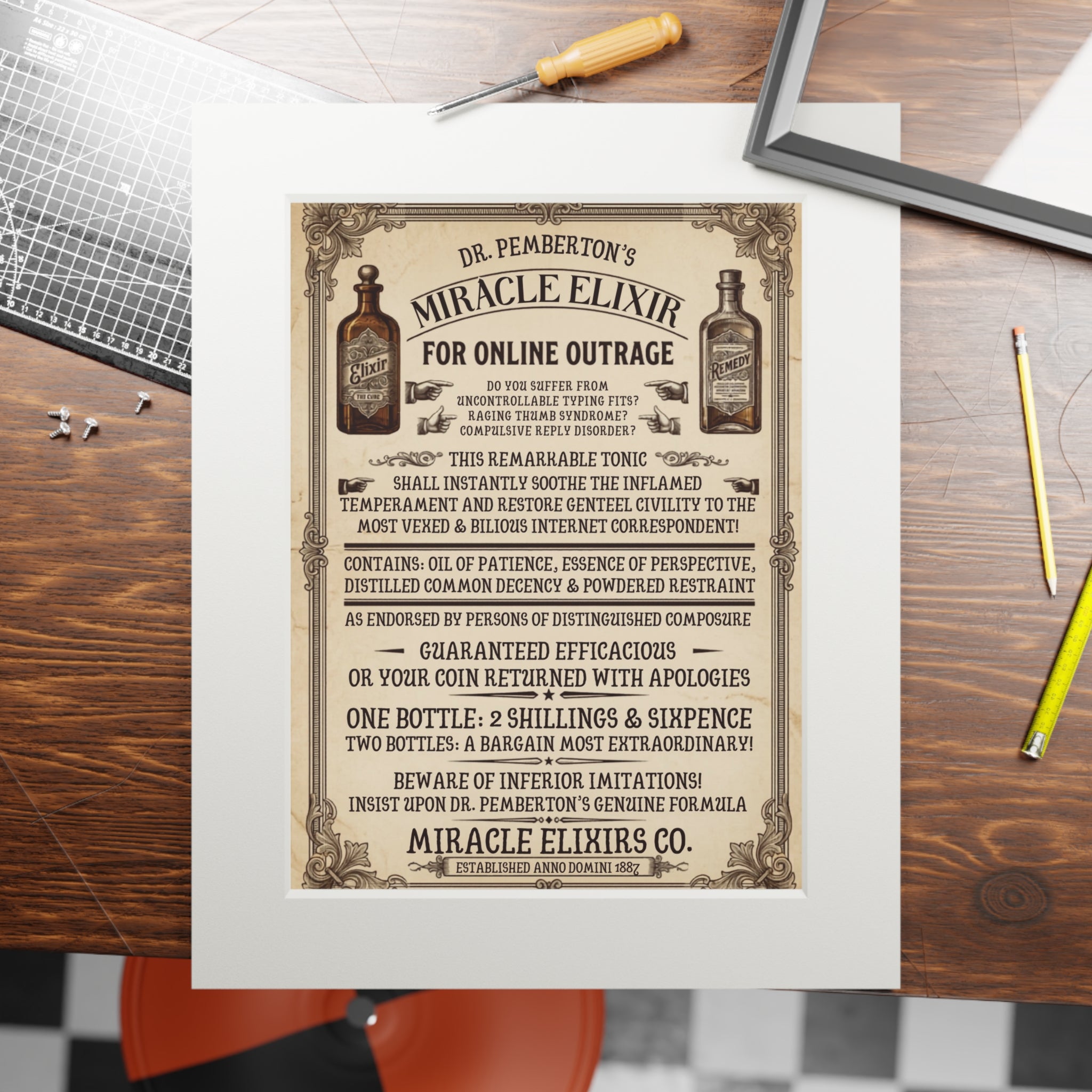 Vanquish Scroll Fatigue (Miracle Elixirs No. 01) — Satirical Fine Art Print