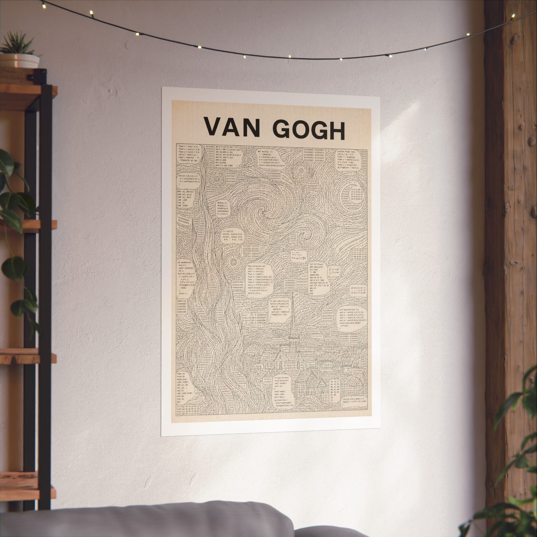 Van Gogh Coded Art Print | Abstract Programmed Flowchart Poster | Tech & Fine Art Fusion