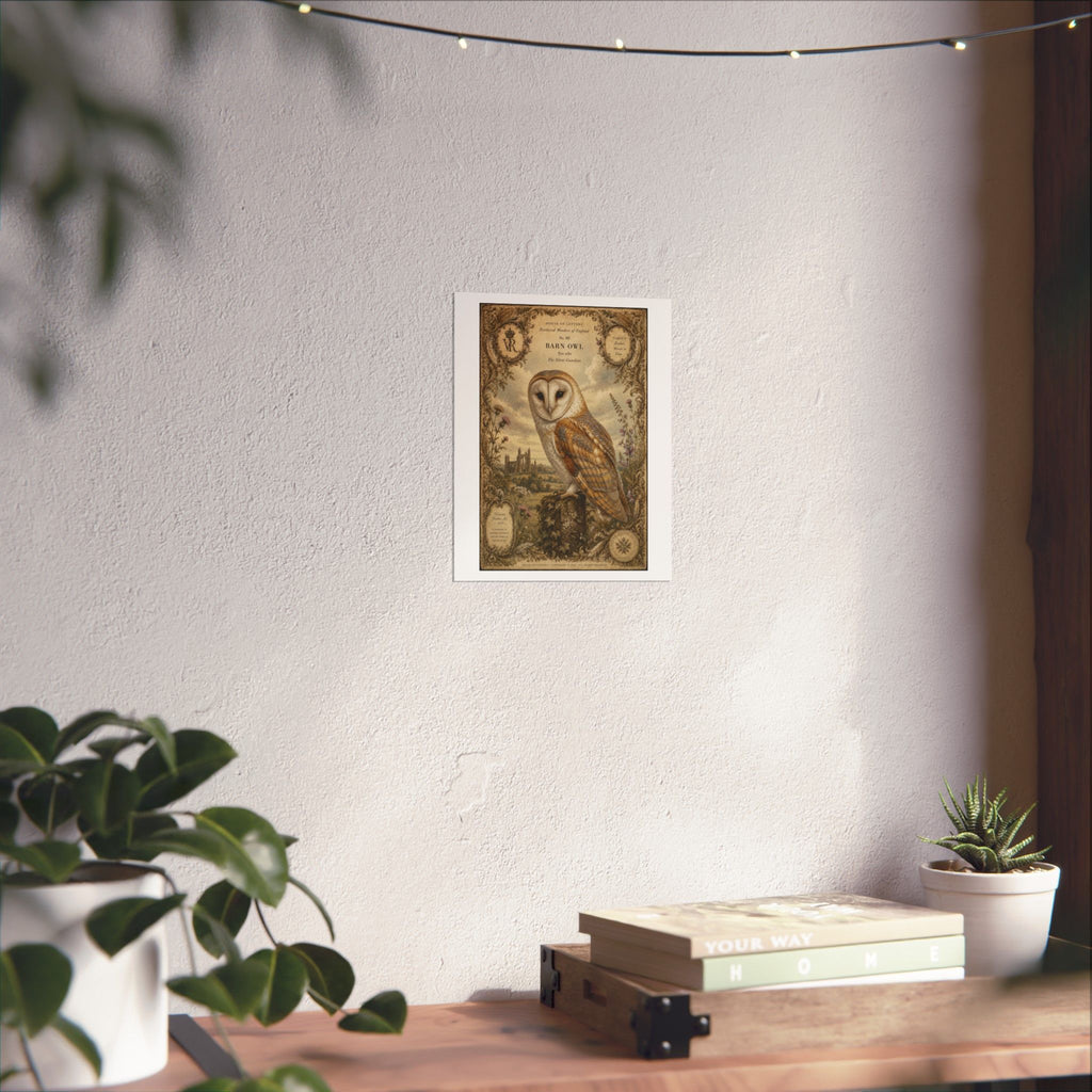 Barn Owl Vintage Print Poster — Matte Vertical Wall Art