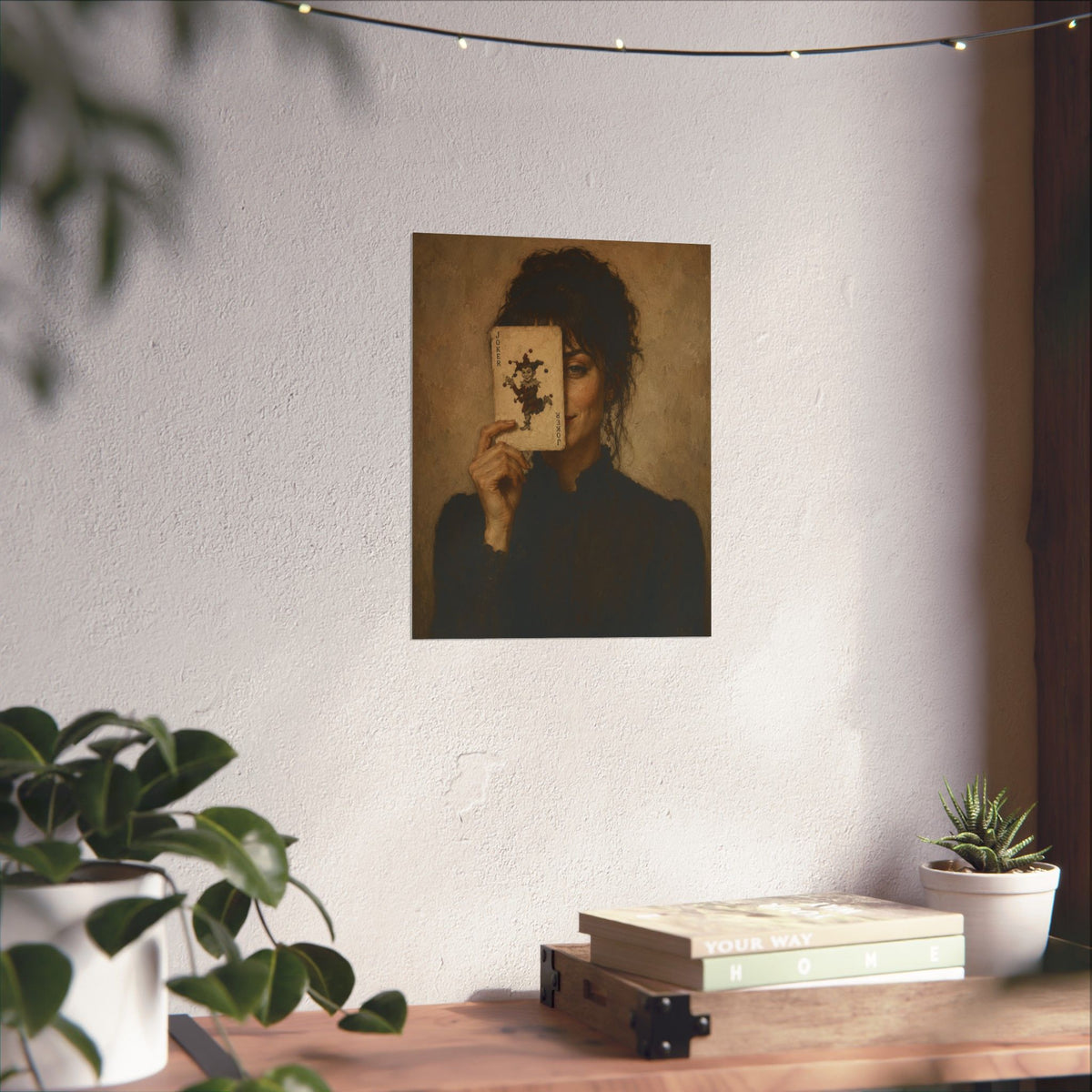Vintage Portrait Poster — Woman Holding Rorschach Card Matte Vertical Print