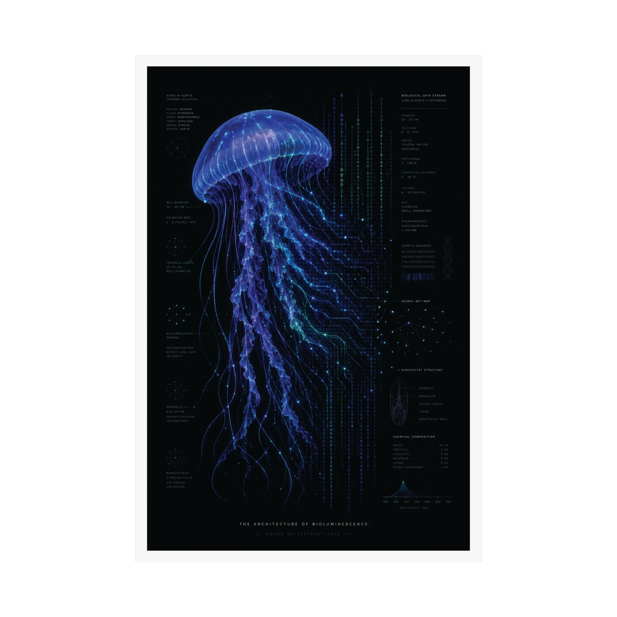 The Architecture of Bioluminescence — Marine Biology Data Print | House of Letters