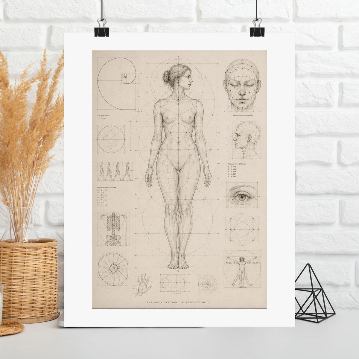 Anatomical Study Matte Poster — Vintage Human Proportions Print
