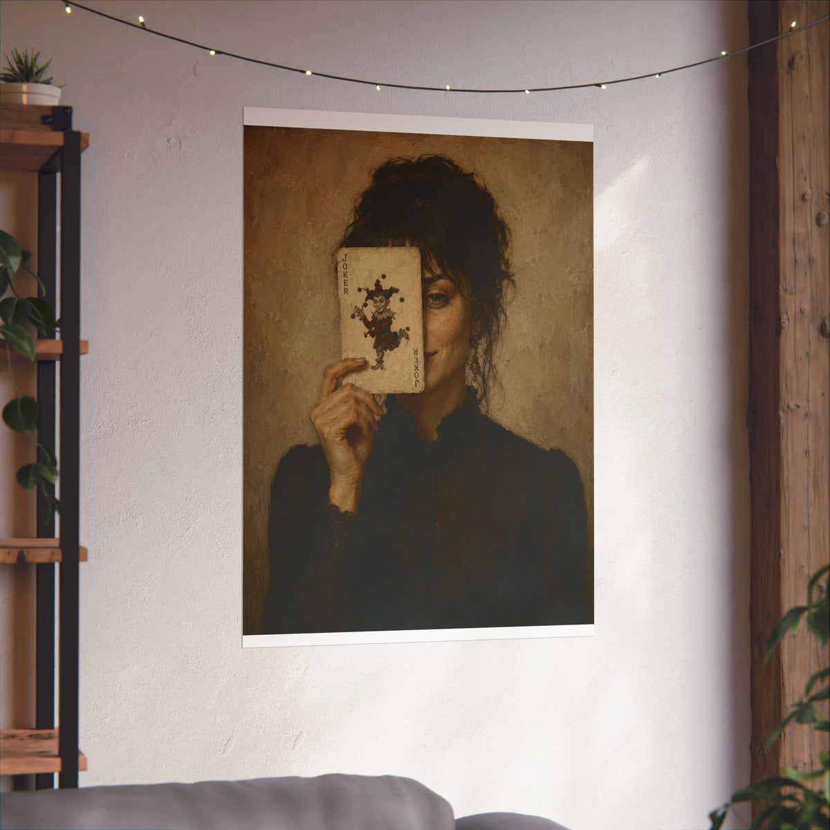 Vintage Portrait Poster — Woman Holding Rorschach Card Matte Vertical Print