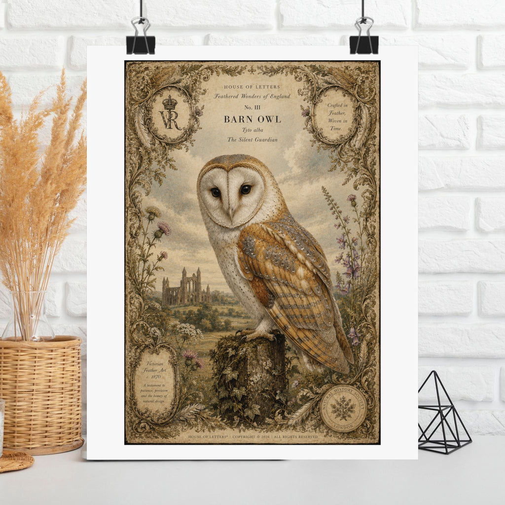 Barn Owl Vintage Print Poster — Matte Vertical Wall Art