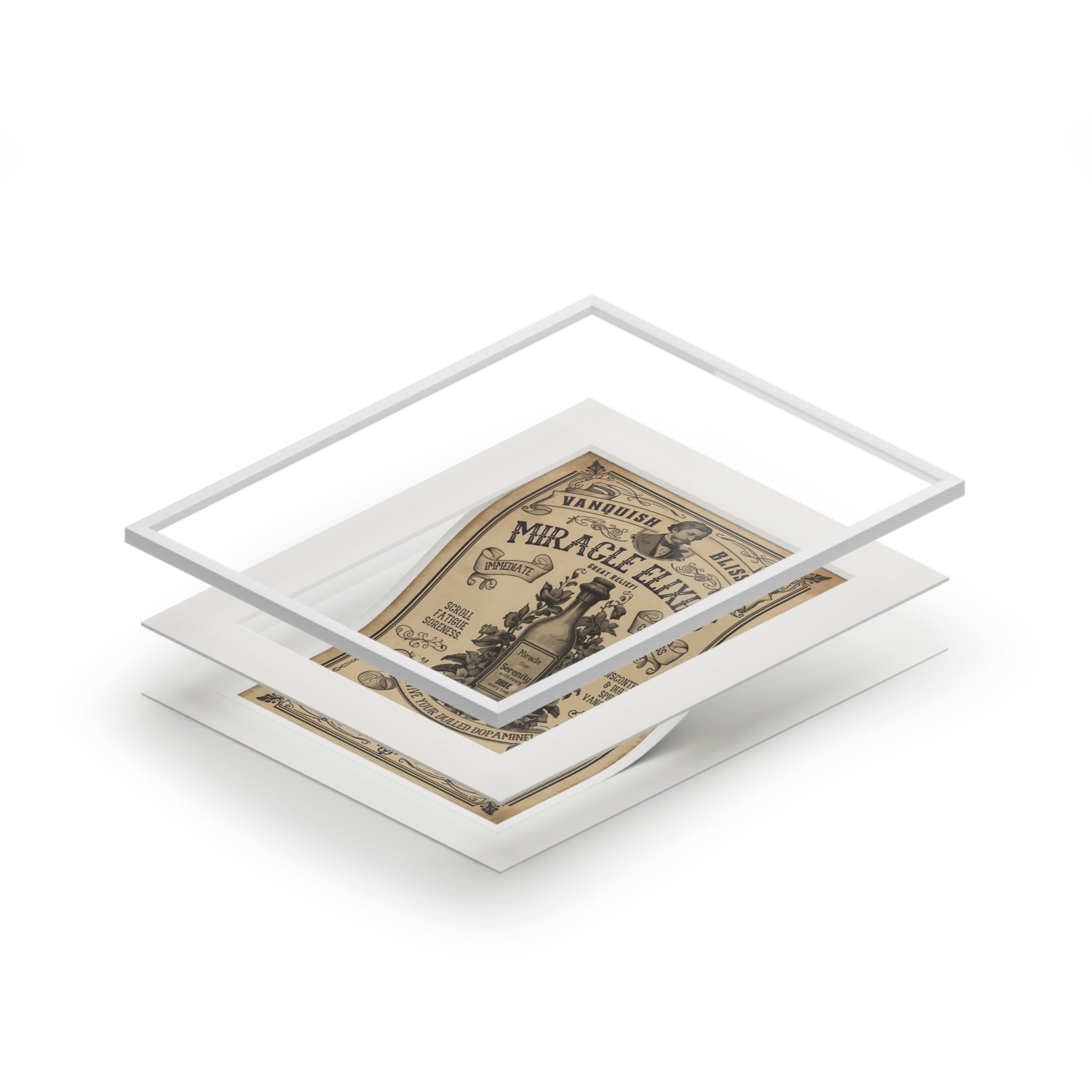 Vanquish Scroll Fatigue (Miracle Elixirs No. 01) — Satirical Fine Art Print