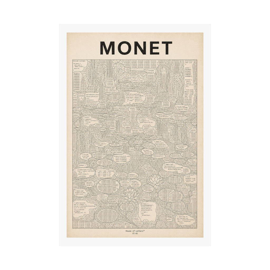 Monet Coded Art Print | Abstract Programmed Flowchart Poster | Tech & Fine Art Fusion