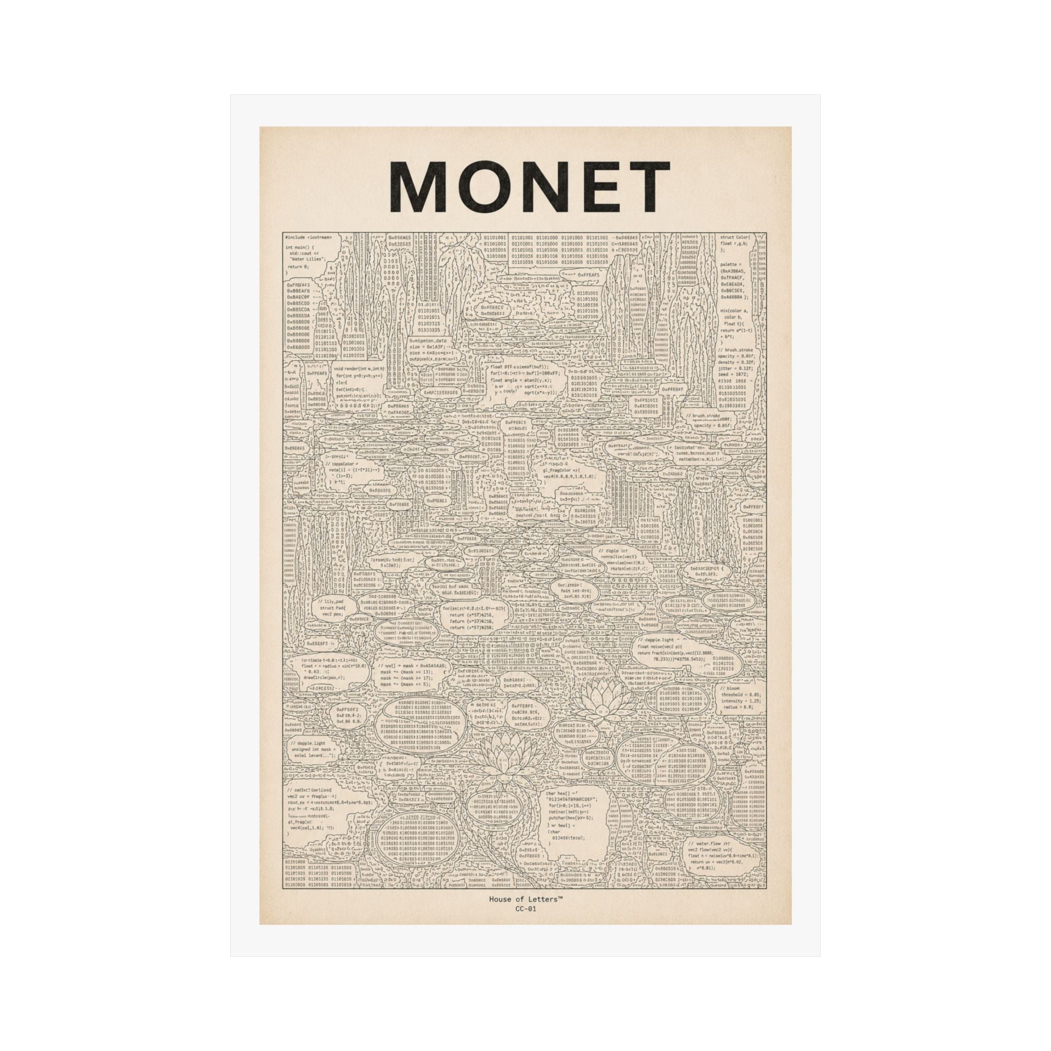Monet Coded Art Print | Abstract Programmed Flowchart Poster | Tech & Fine Art Fusion