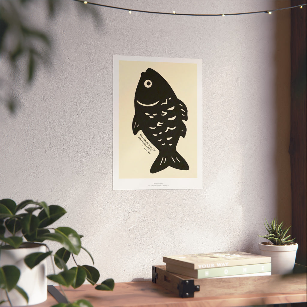 Fine Art Poster – Minimalist Fish Wall Art Print - The Folk Art Philosophy Collection
