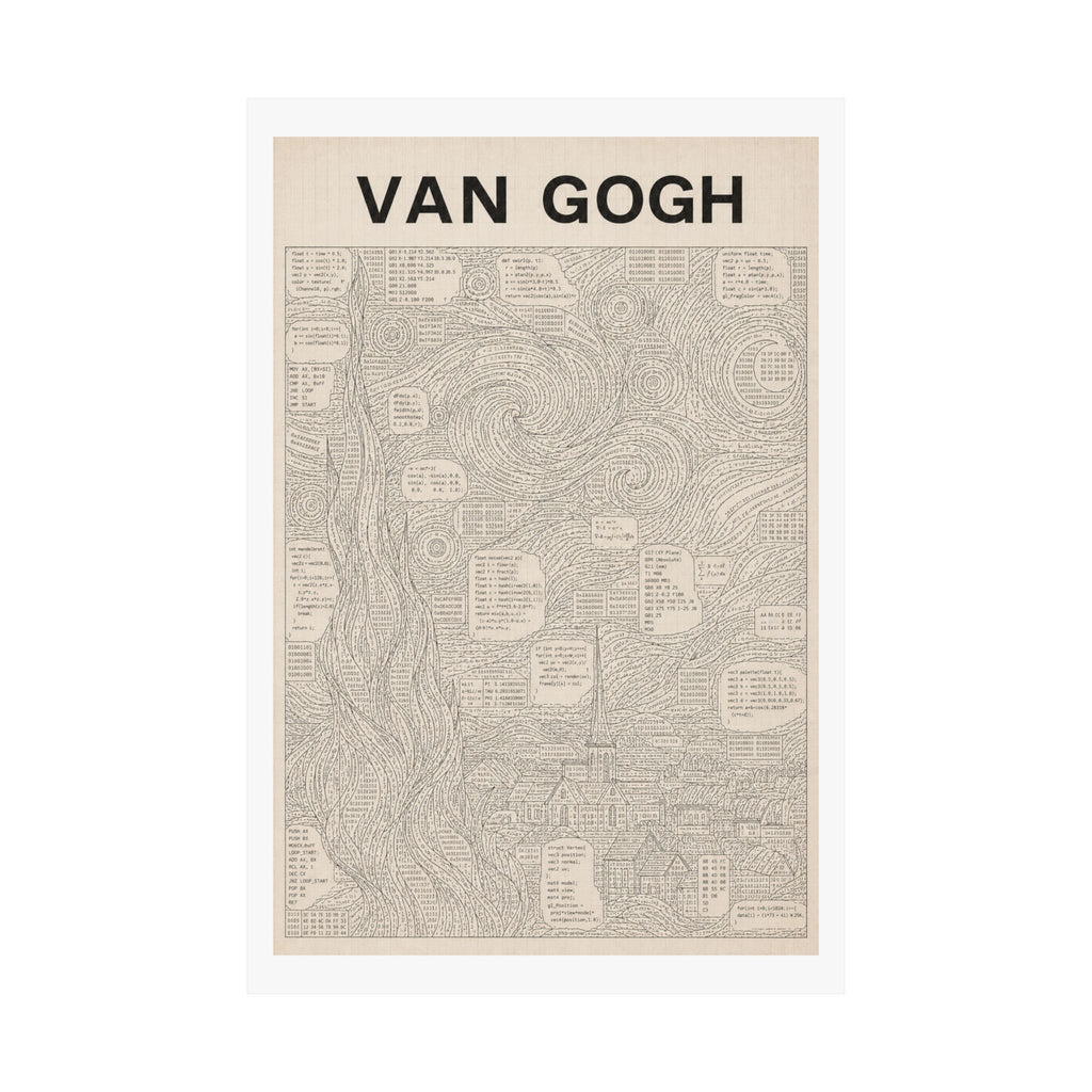 Van Gogh Coded Art Print | Abstract Programmed Flowchart Poster | Tech & Fine Art Fusion