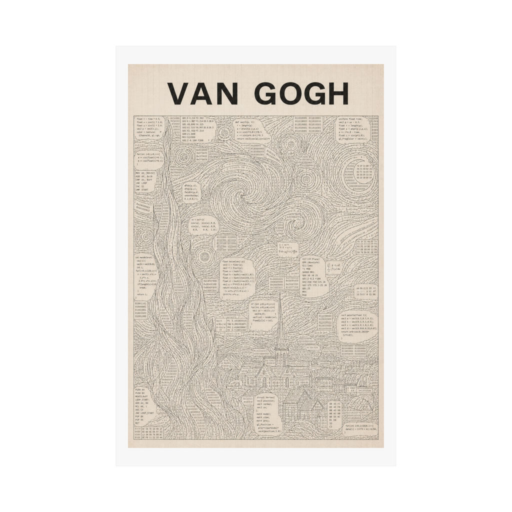 Van Gogh Coded Art Print | Abstract Programmed Flowchart Poster | Tech & Fine Art Fusion