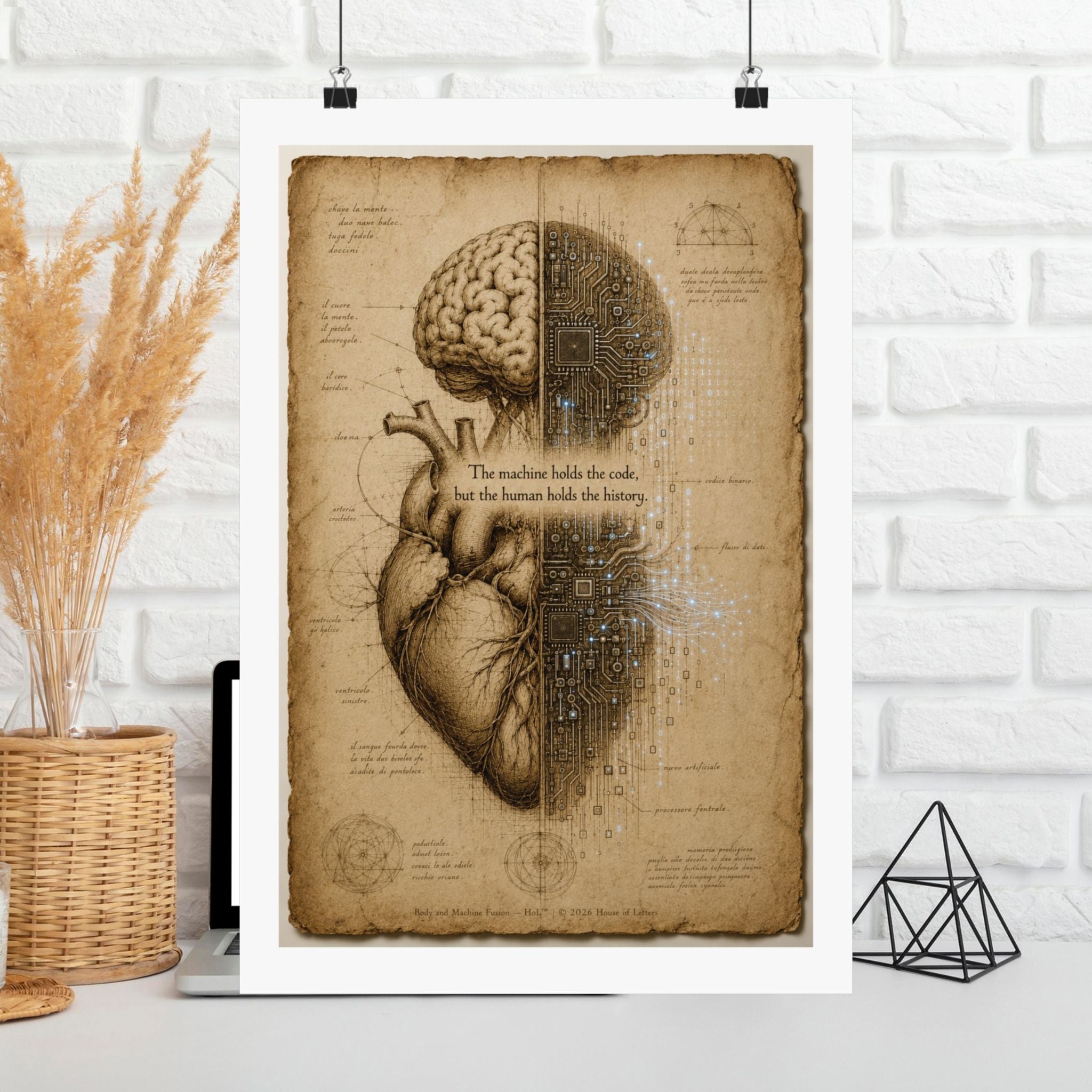 Renaissance AI Manifesto Poster — Vintage Da Vinci Sketch Wall Art