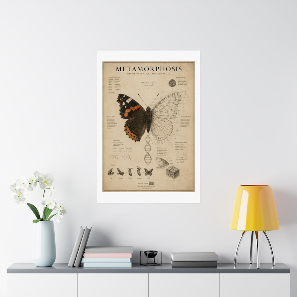 The Anatomy of Metamorphosis" Premium Art Print - The Poetry of Nature Meets the Code of Life
