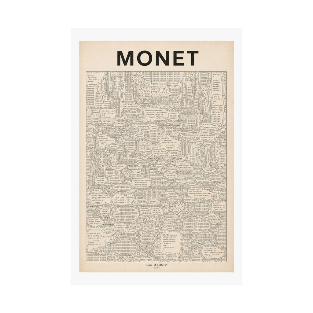 Monet Coded Art Print | Abstract Programmed Flowchart Poster | Tech & Fine Art Fusion
