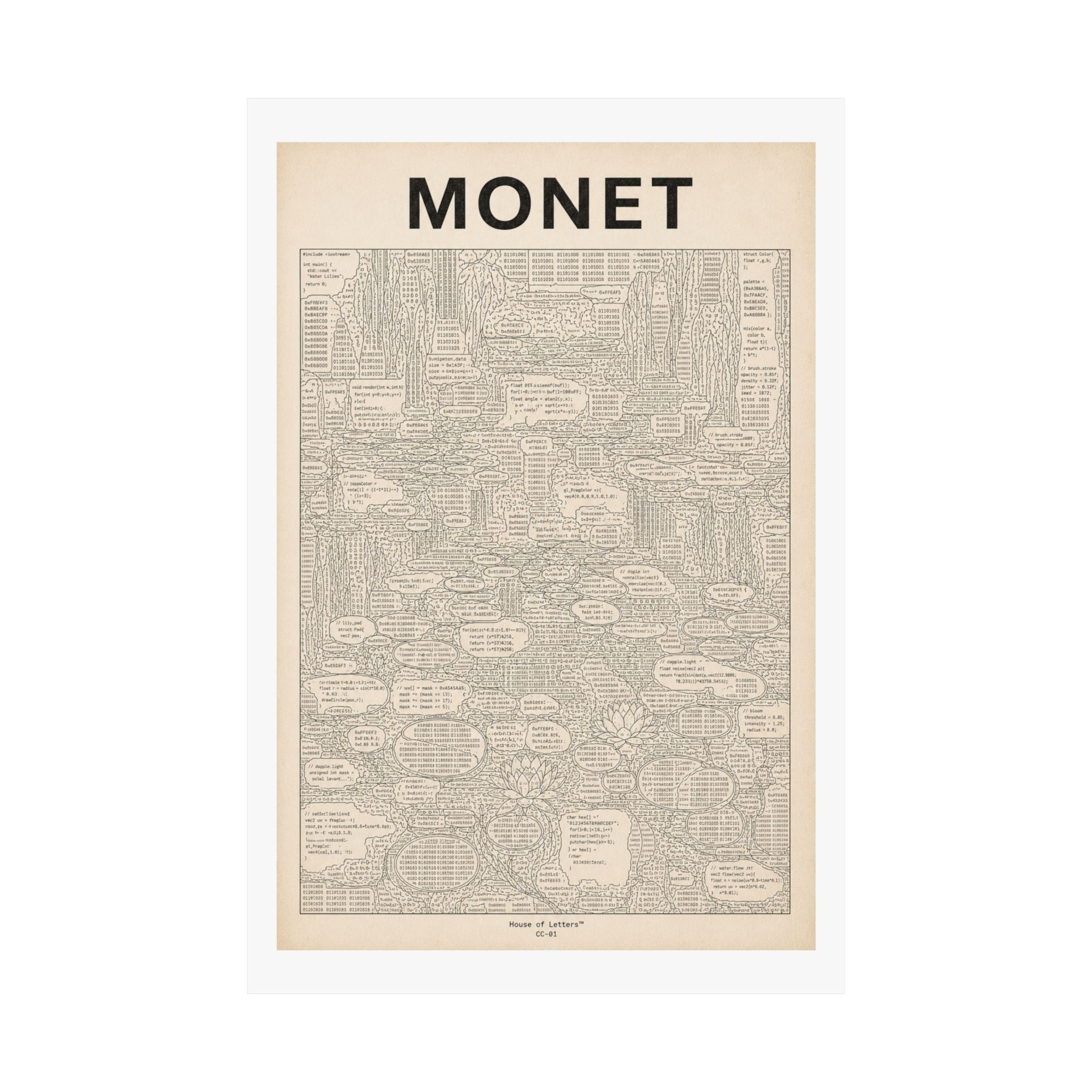 Monet Coded Art Print | Abstract Programmed Flowchart Poster | Tech & Fine Art Fusion