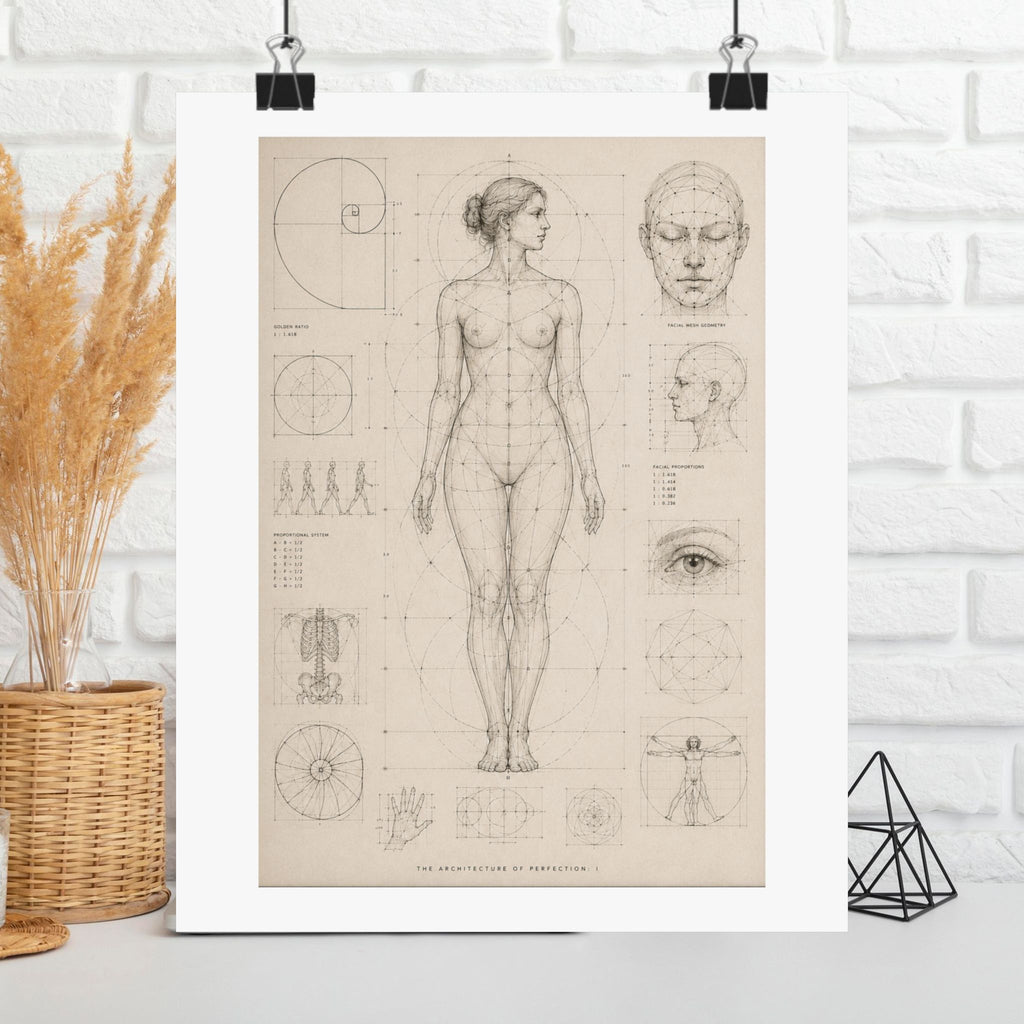 Anatomical Study Matte Poster — Vintage Human Proportions Print