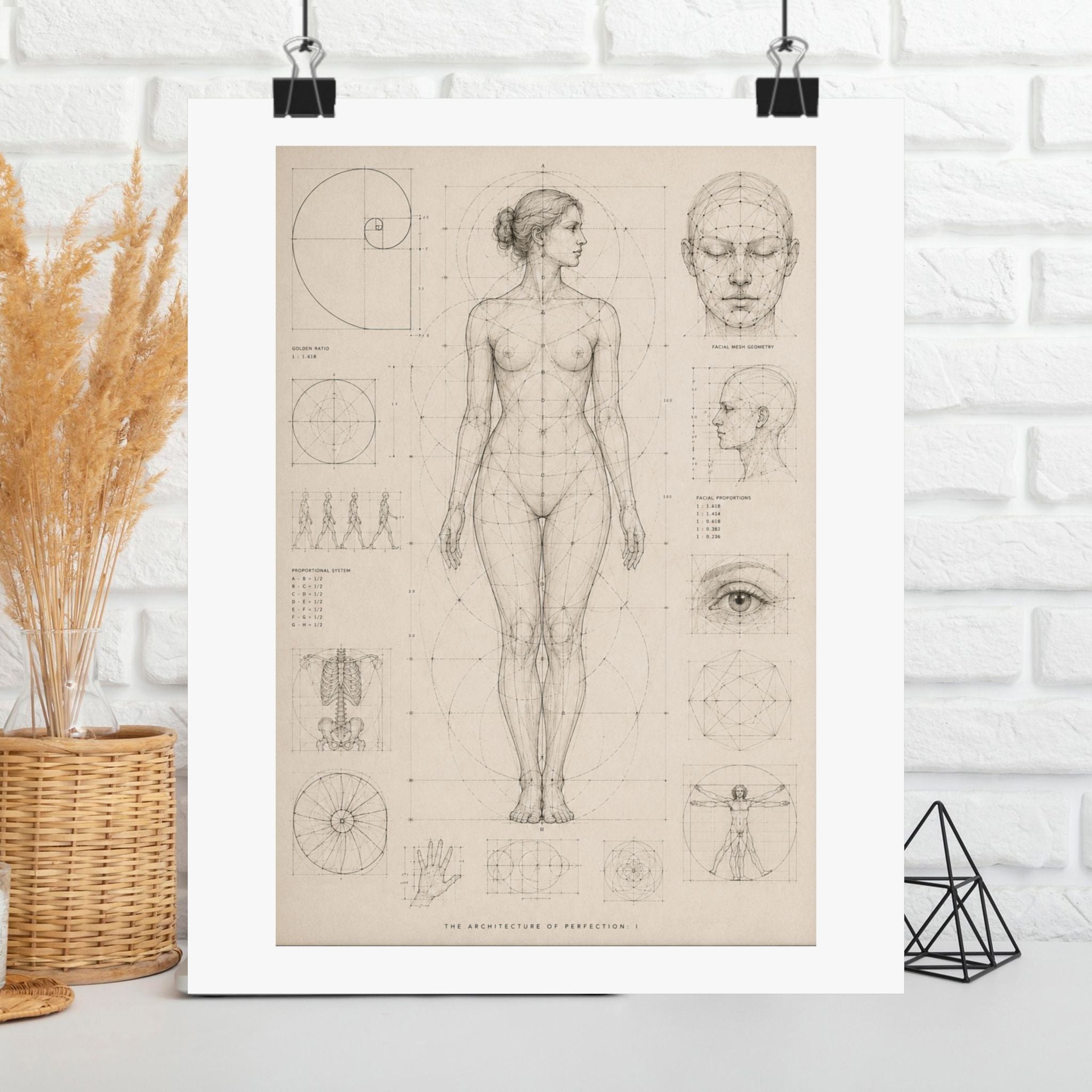 Anatomical Study Matte Poster — Vintage Human Proportions Print