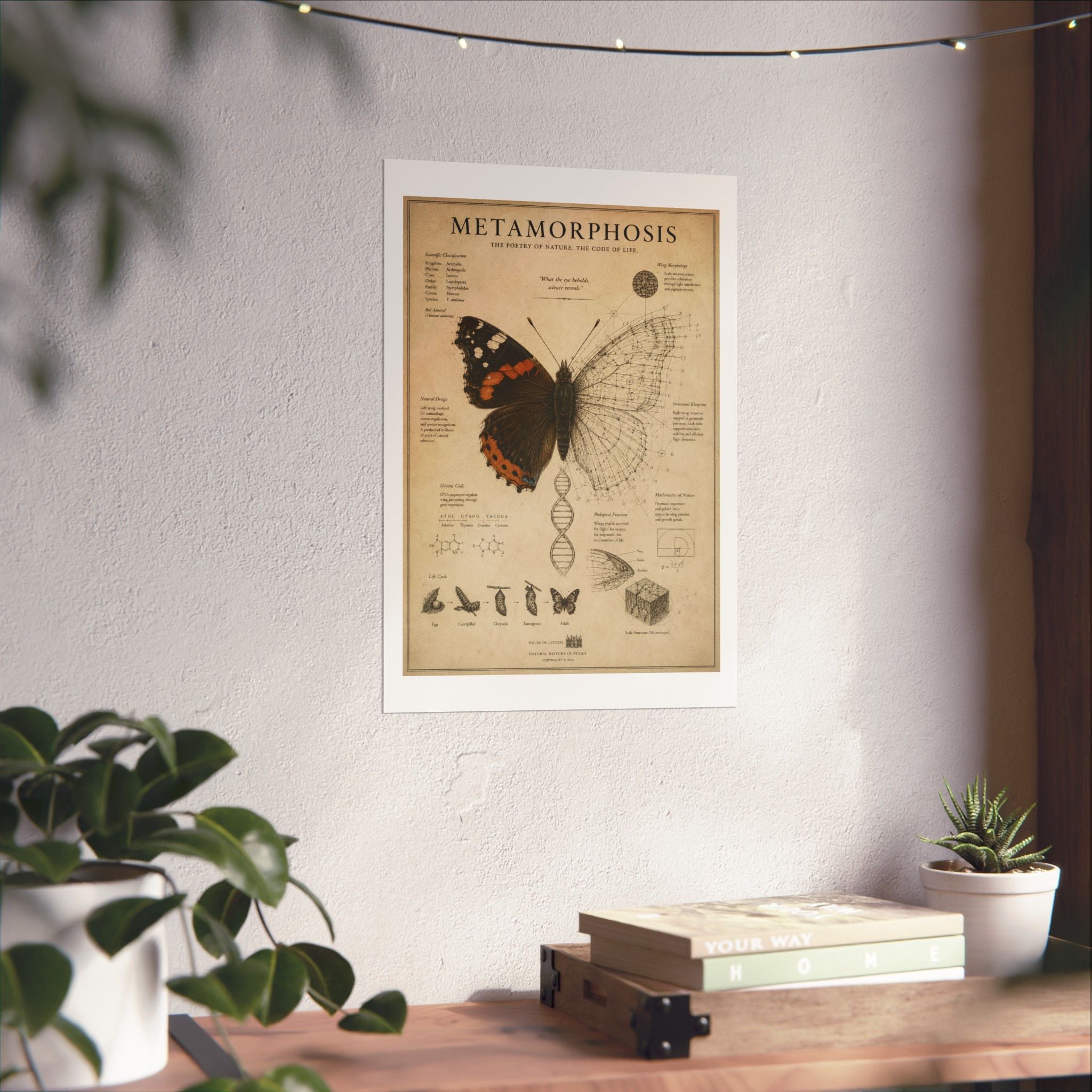 The Anatomy of Metamorphosis" Premium Art Print - The Poetry of Nature Meets the Code of Life