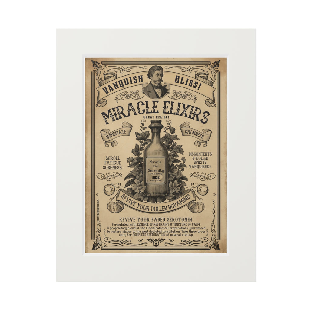 Vanquish Scroll Fatigue (Miracle Elixirs No. 01) — Satirical Fine Art Print