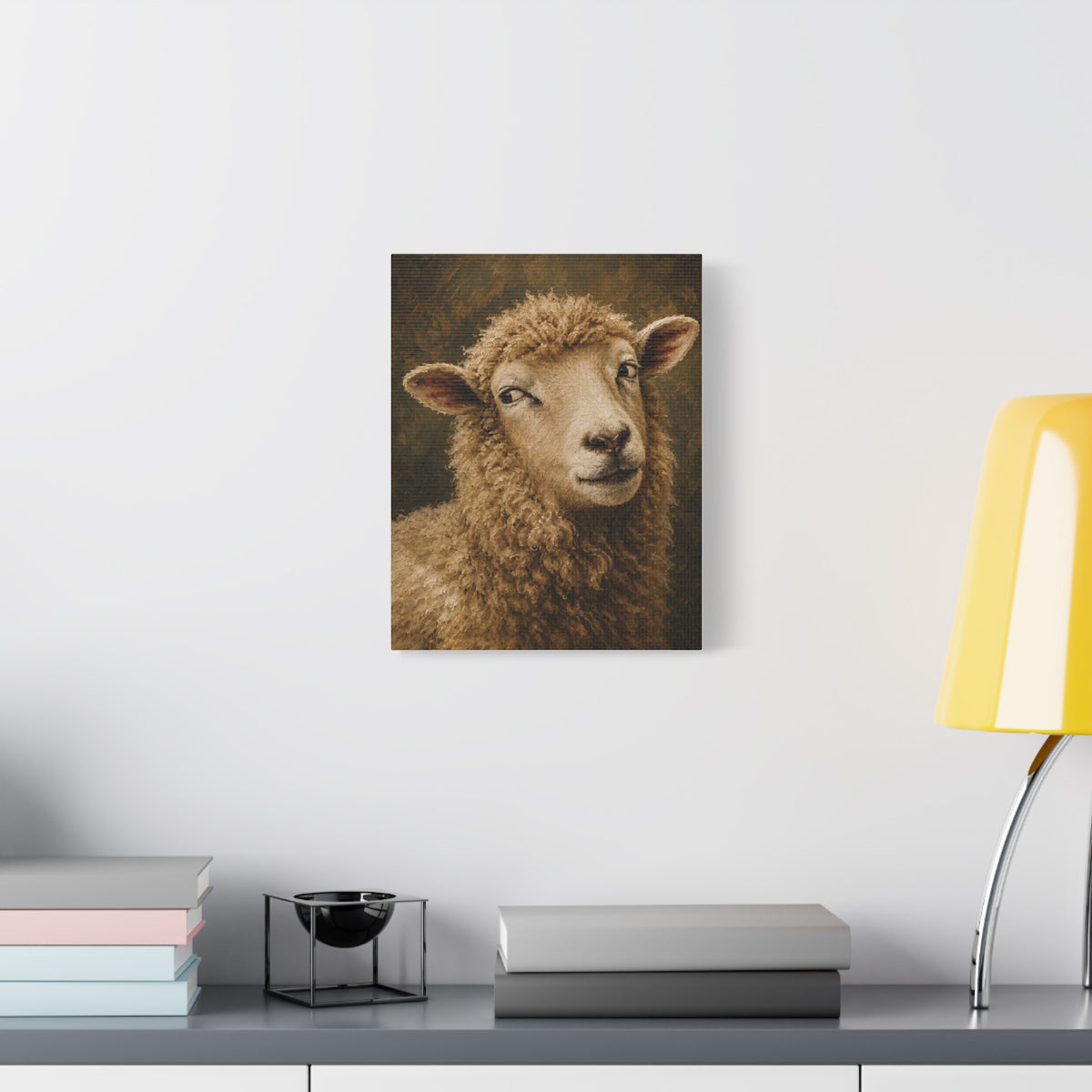 Playful Sheep Portrait Canvas Print — Rustic Farmhouse Wall Art