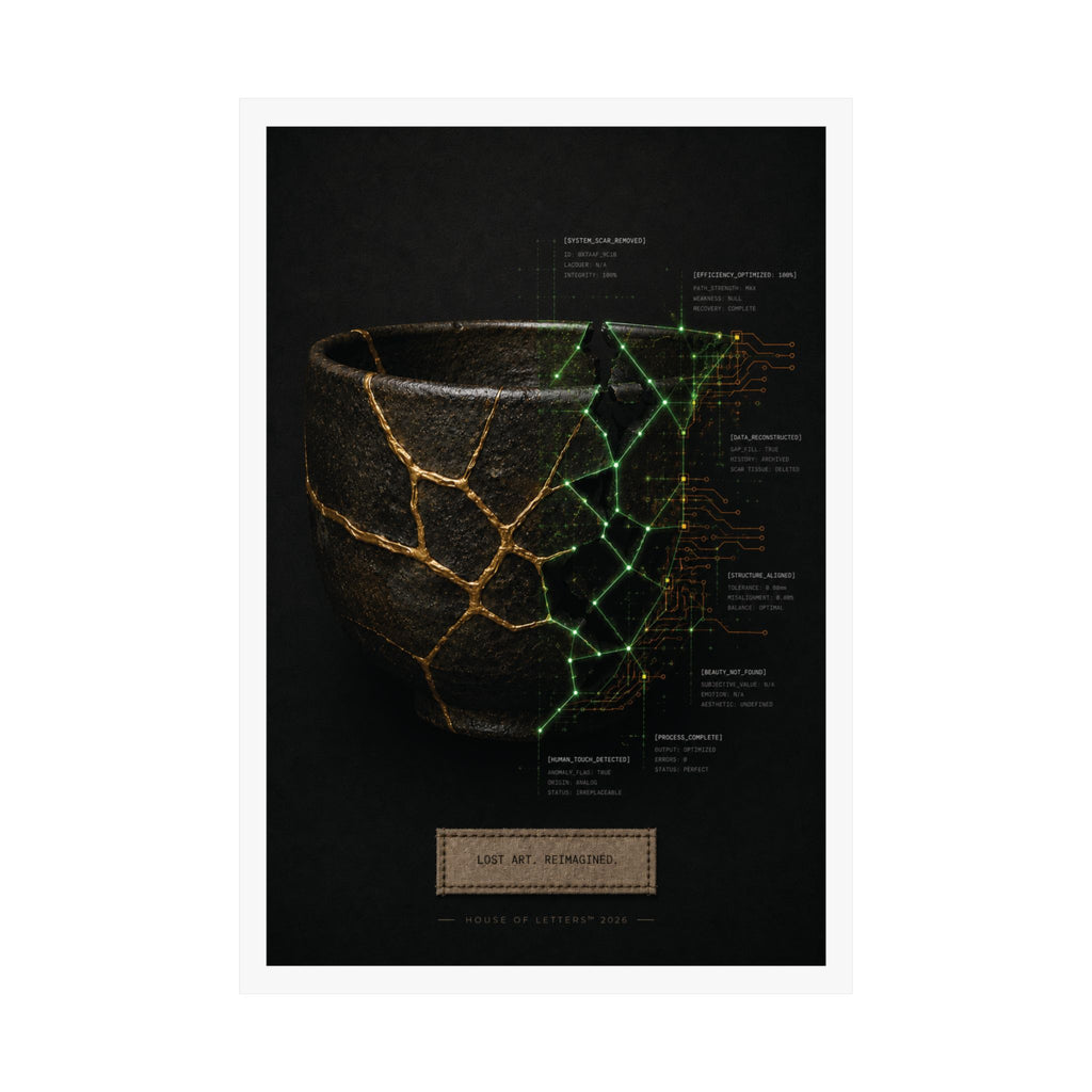 Lost Art. Reimagined. — Japanese Kintsugi & Tech Overlay Print | Premium Matte Wall Art