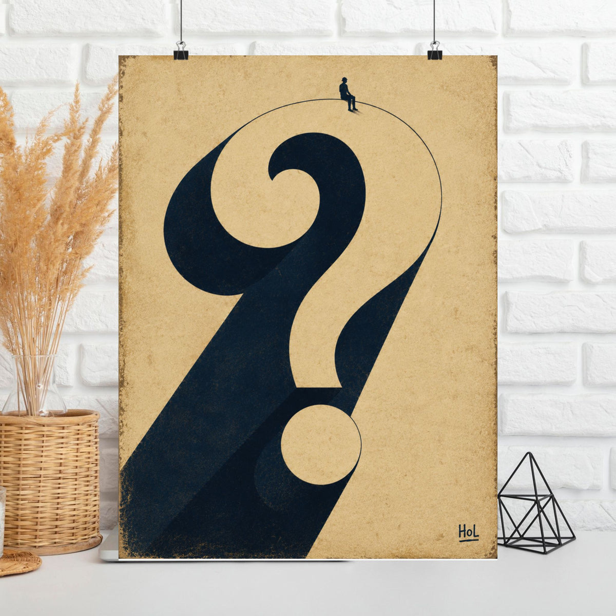 Question Mark Poster — Minimalist Surreal Matte Vertical Art Print