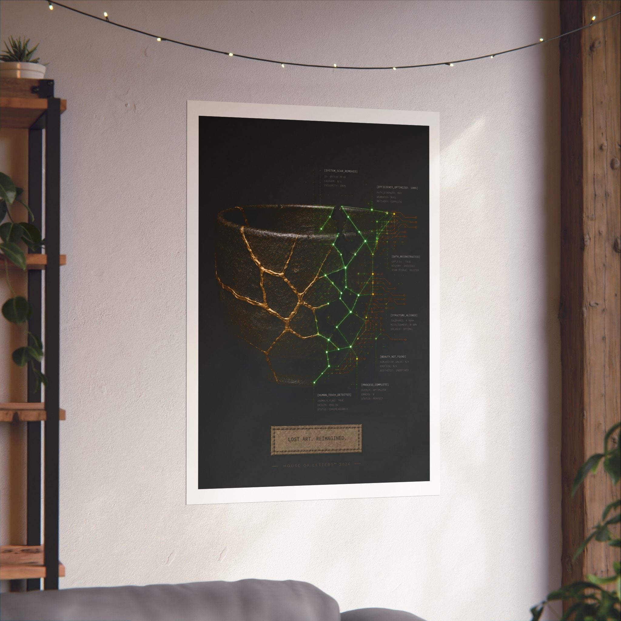 Lost Art. Reimagined. — Japanese Kintsugi & Tech Overlay Print | Premium Matte Wall Art