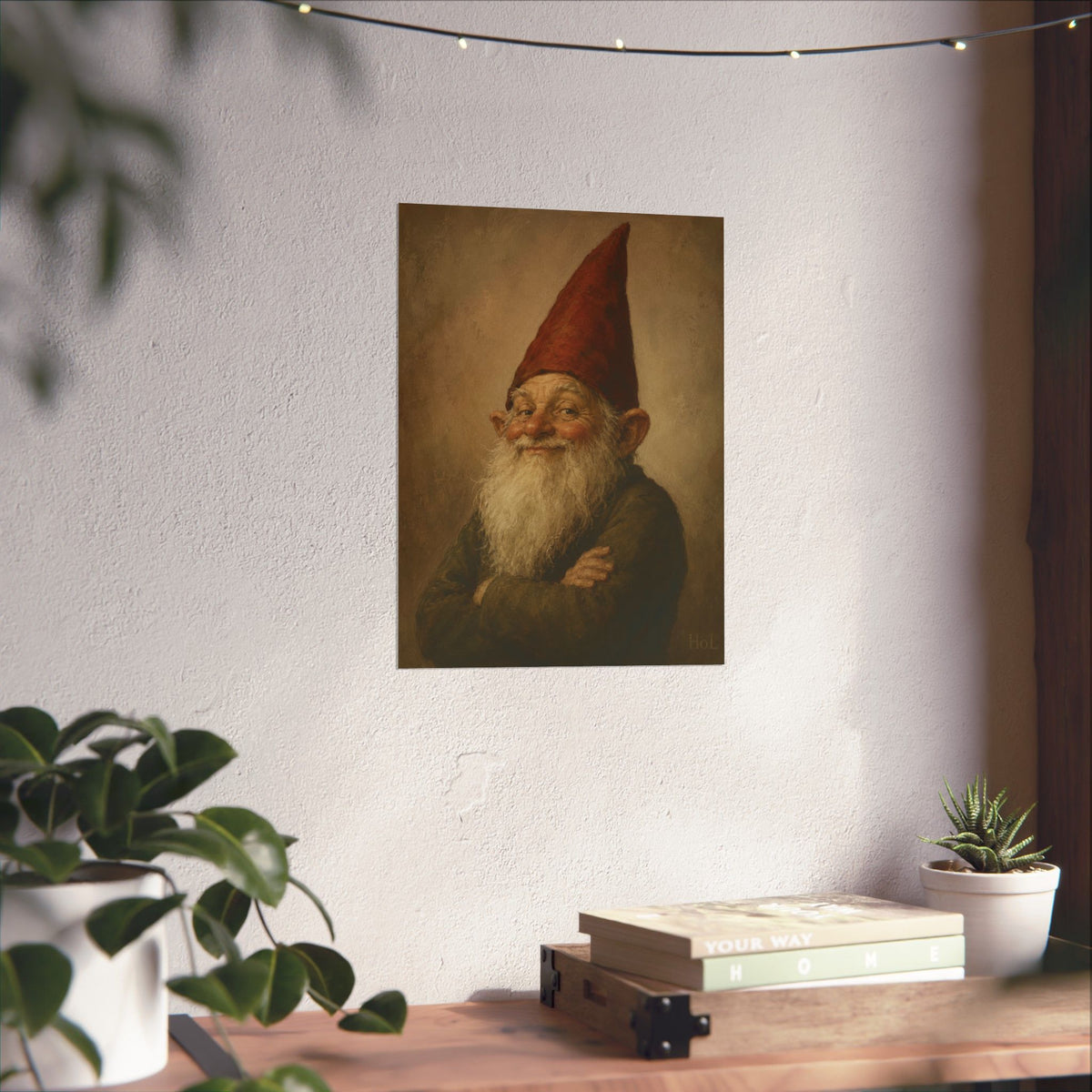 Vintage Smiling Gnome Poster — Matte Vertical Wall Art