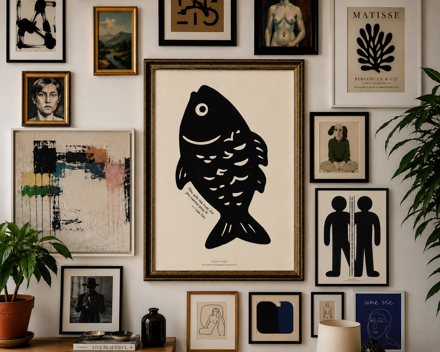 Fine Art Poster – Minimalist Two Figures Wall Art Print - The Folk Art Philosophy Collection