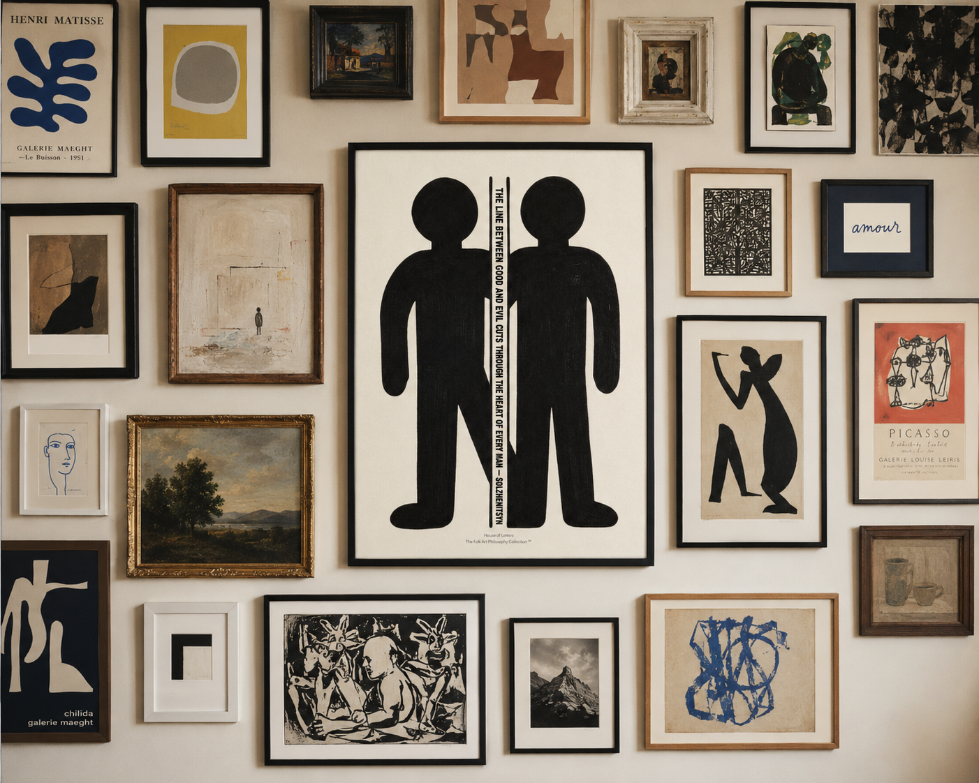 Fine Art Poster – Minimalist Two Figures Wall Art Print - The Folk Art Philosophy Collection