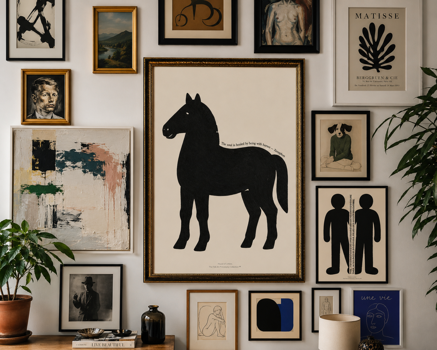 Fine Art Poster — Minimalist Horse Wall Art Print “The soul is healed by being with horses”