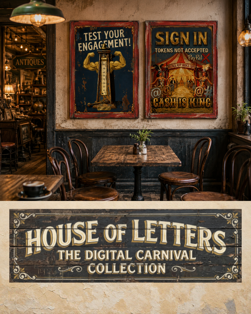 Cash Is King Vintage Art Print — Satirical Antiques Sign