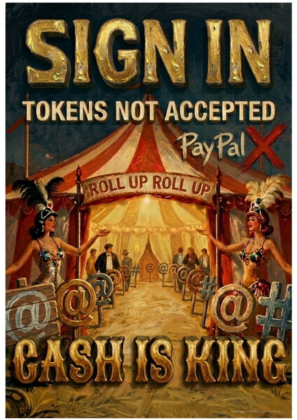 Cash Is King Vintage Art Print — Satirical Antiques Sign