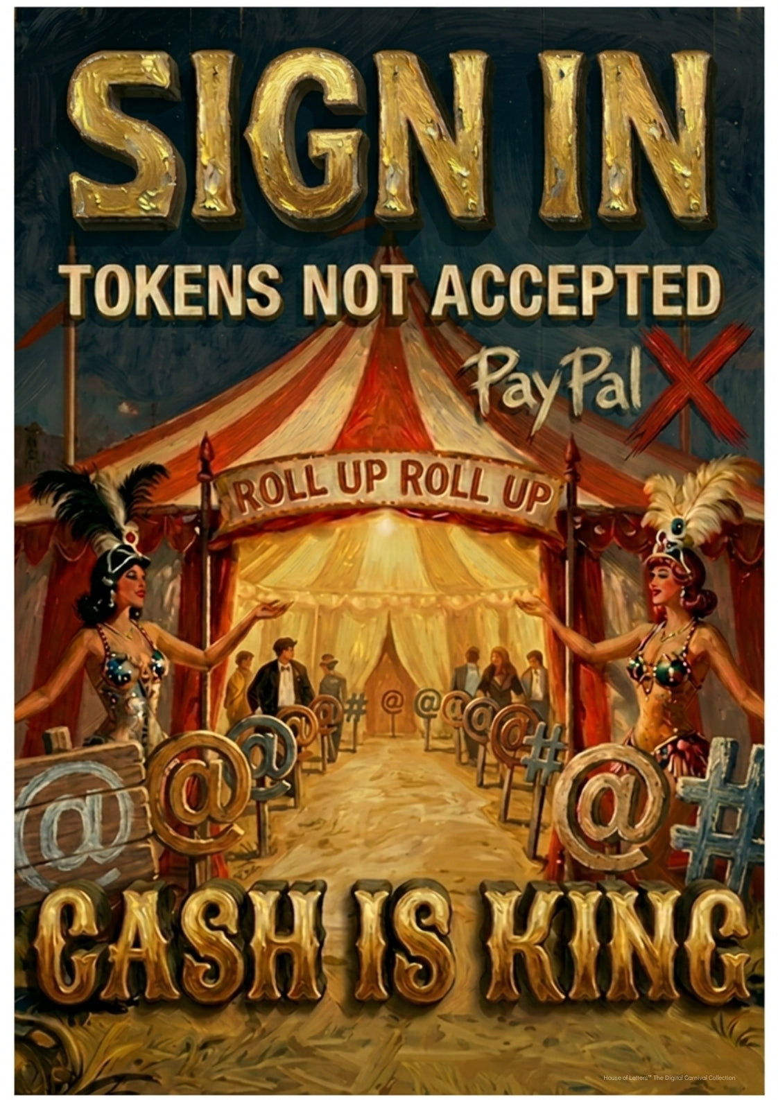 Cash Is King Vintage Art Print — Satirical Antiques Sign