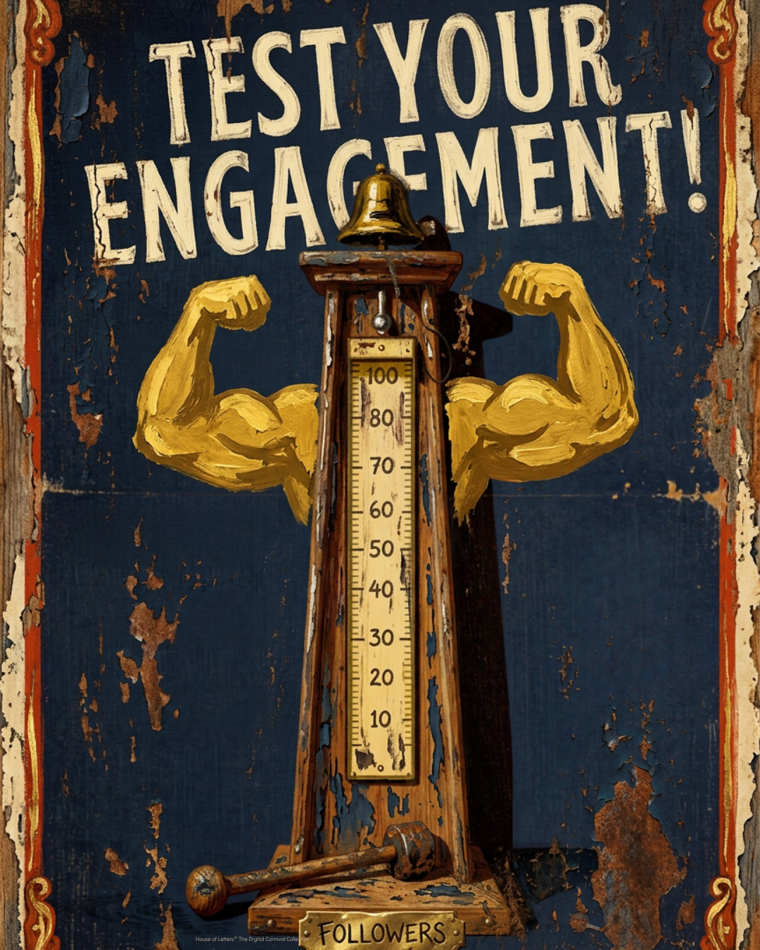 Vintage Fairground Poster — "Test Your Engagement (Followers)"