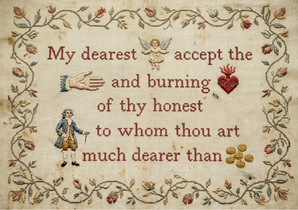 Ironic WiFi Compass Needlepoint Poster — Modern Satire Embroidery Print