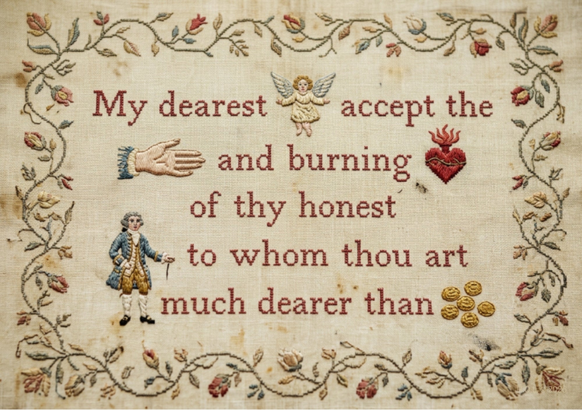 Ironic WiFi Compass Needlepoint Poster — Modern Satire Embroidery Print