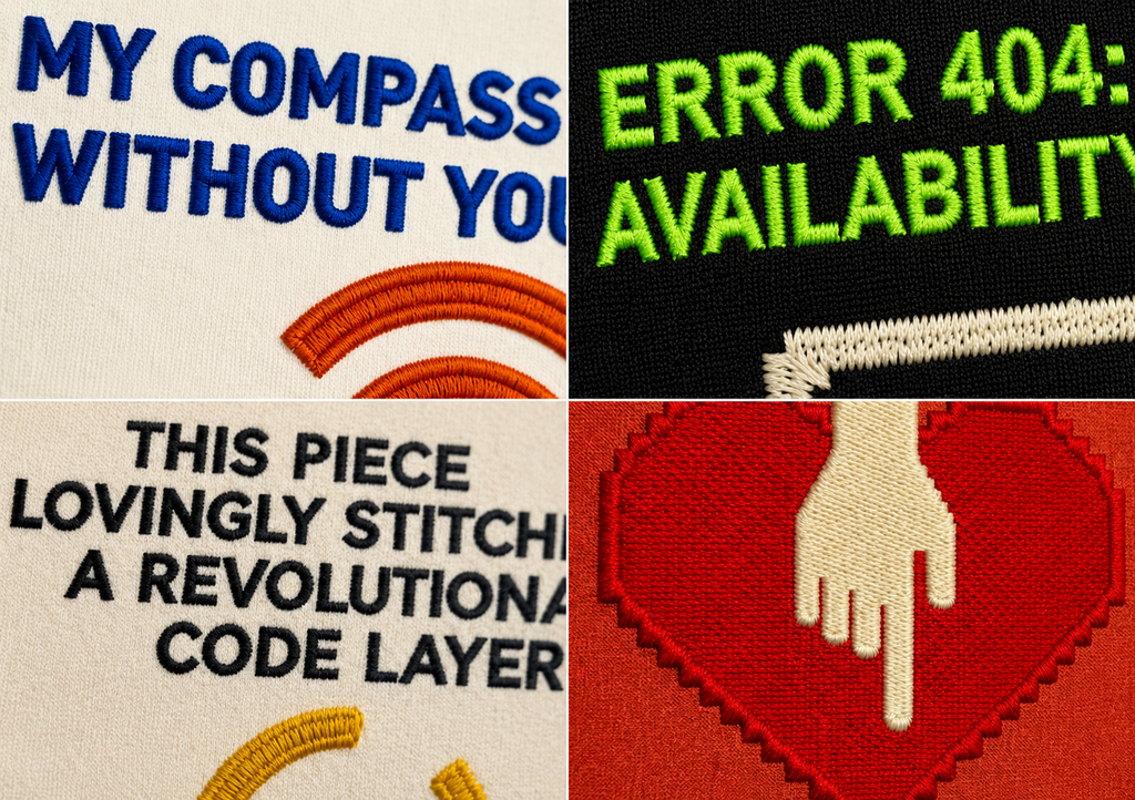 Ironic Error 404 Computer Terminal Poster — Modern Satire Embroidery Print